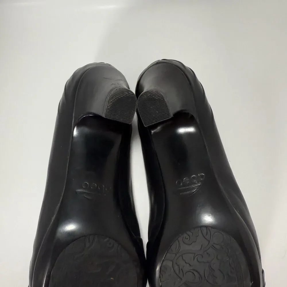 Abeo BIO Women's Black Size 7.5‎ M Comfort Heels Pumps Leather Halley